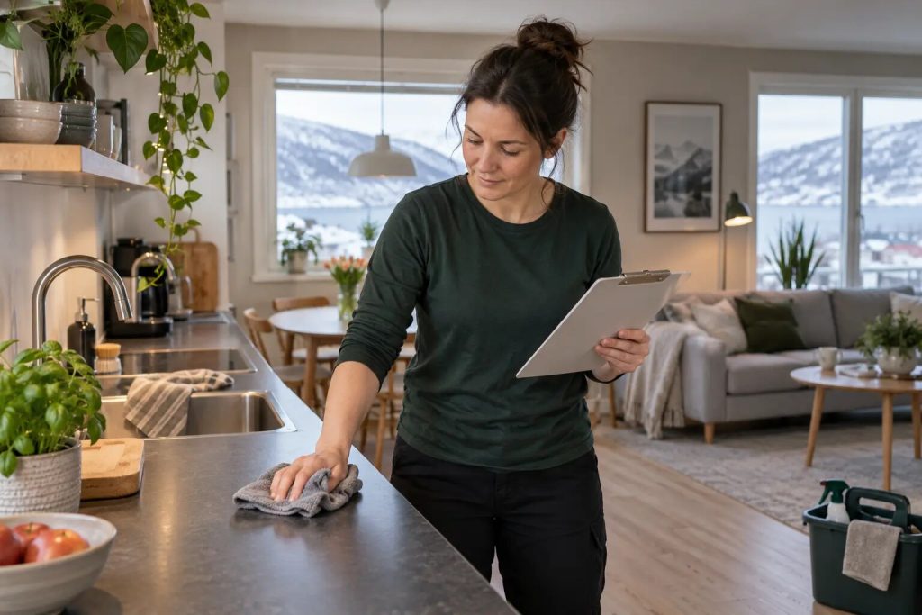 Renholder følger kundens prioriterte arbeidsliste